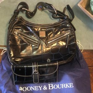 DOONEY & BOURKE Black croc bag & matching wallet